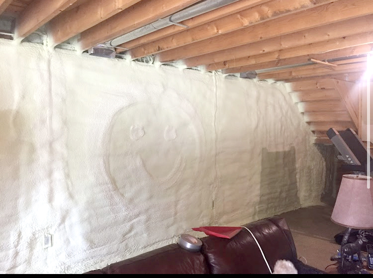 happy face created with spray foam insulation